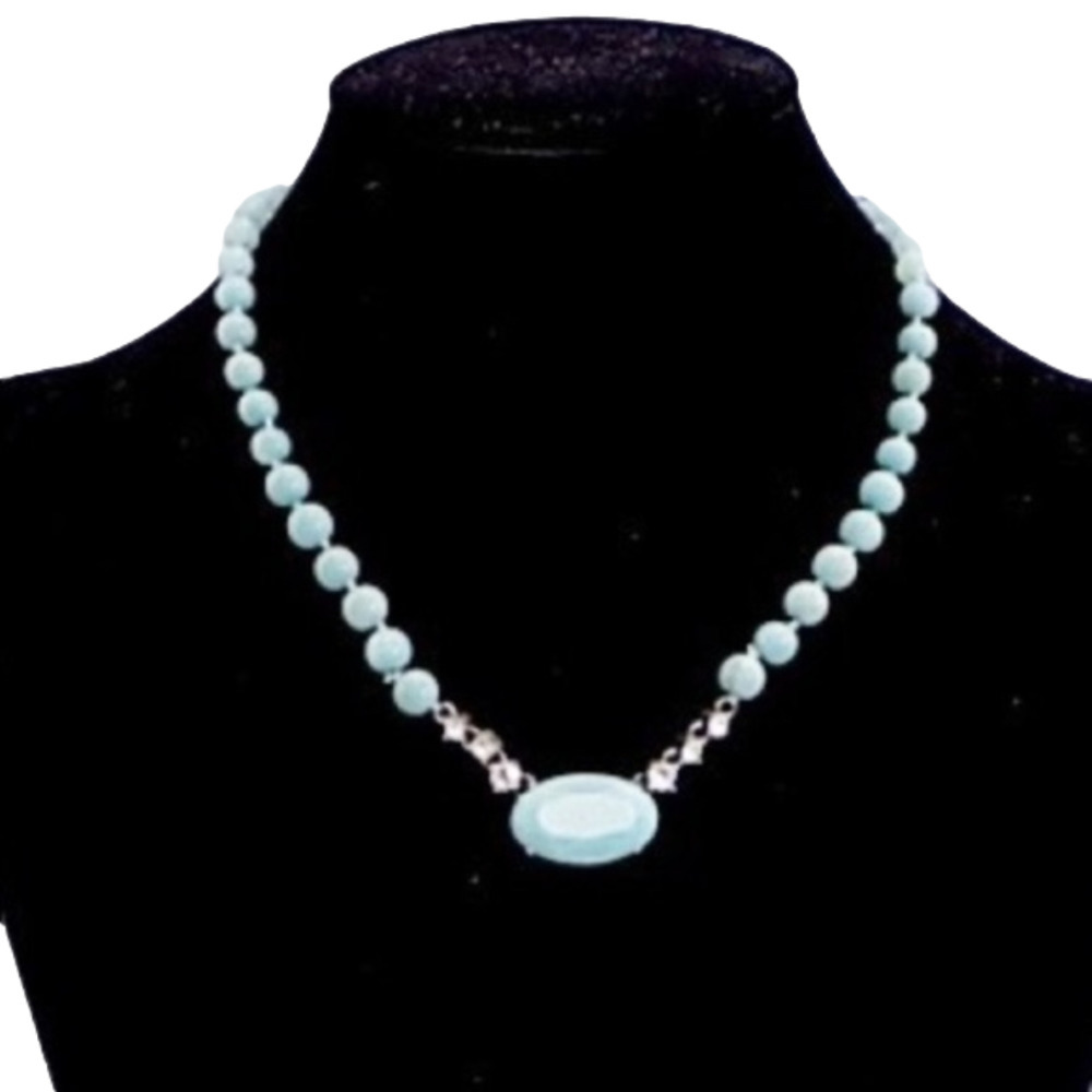 MONET RHNESTONE SEAFOAM BEADED PENDANT NEC…
